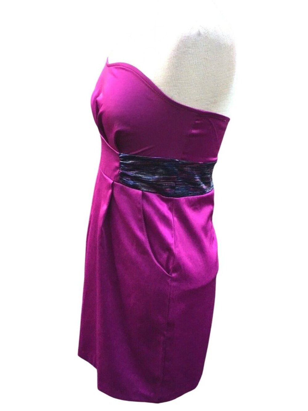 Akira Chicago Strapless Mini Dress Size M Fuchsia Purple Prom Sexy Club Stretchy - Picture 5 of 11